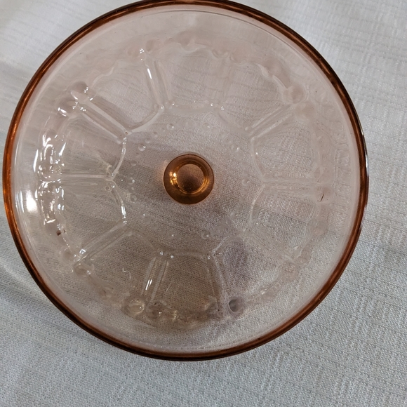 VTG pink depression glass covered candy dish sugar bowl apothecary KIG Indonesia - Picture 6 of 8